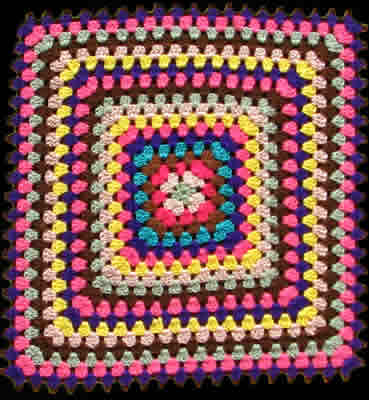  Lap Rug 1 (close-up) Crocheted Multi-coloured Commercial Wool